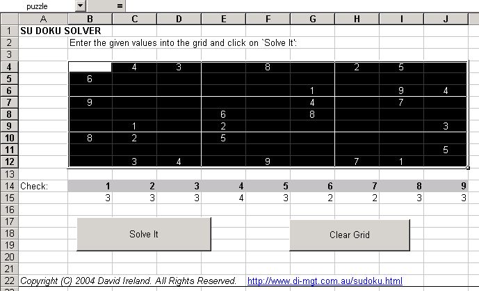 Enter values into grid